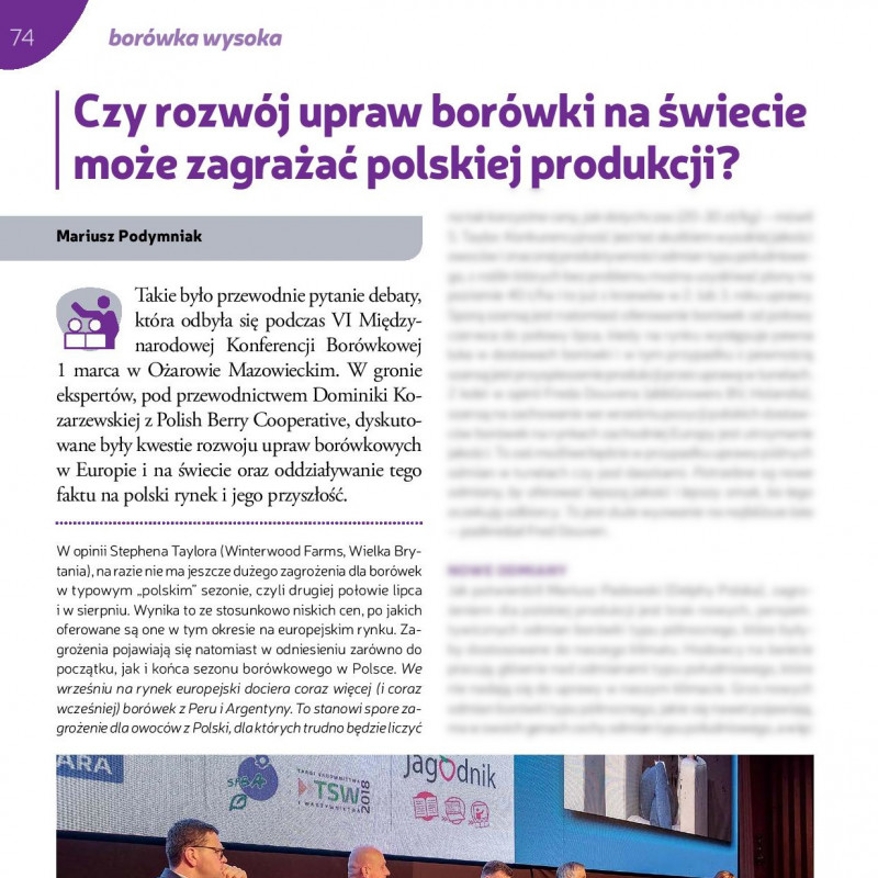 Czy rozwój upraw borówki na świecie możne zagrażać polskiej produkcji?
